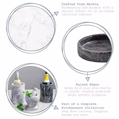 Argon Tableware 2 Piece Marble Wine Coaster and Cooler Set in Black, Grey and Multicolour – 2