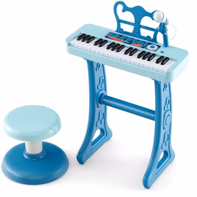 Costway Toddler Electronic Music Keyboard with Microphone in Blue