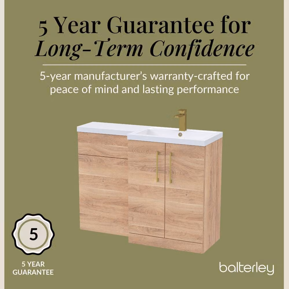 Balterley Modern Freestanding Bathroom Vanity Unit in Light Oak Brown, W: 110 cm x H: 84 cm – 3