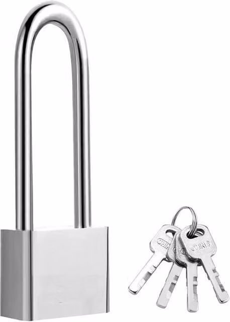 SPETLEK Stainless Steel Long Shackle Padlock with Key in Silver – 1