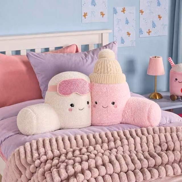 OHS Large Marshmallow Shaped Cuddle Cushion Novelty Reading Pillow in White and Multicolour
