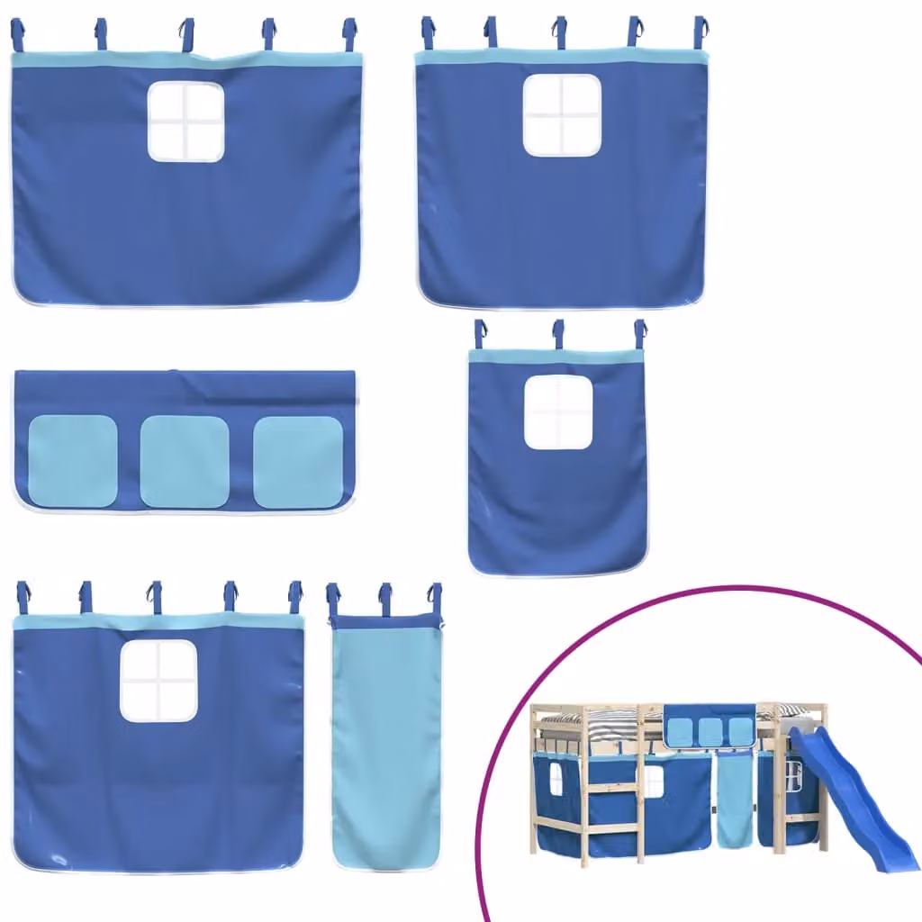 Berkfield Home Opaque Blue Polyester Fabric Panel Curtains for Childrens Loft Beds – 2