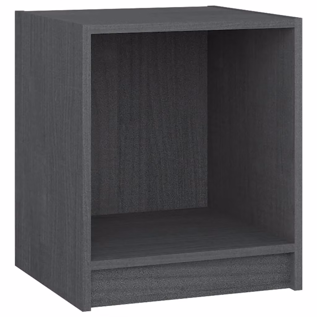 Berkfield Home Set of 2 Grey Solid Pinewood Bedside Cabinets, W/D/H: 35.5 x 33.5 x 41.5 cm – 5