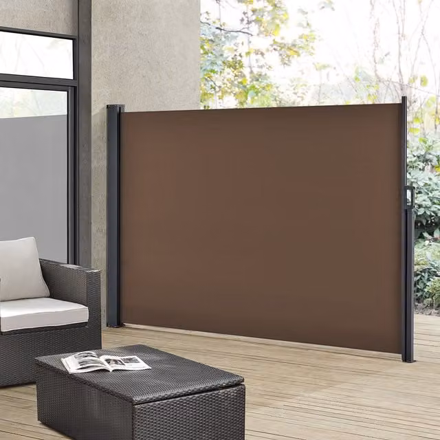 Livingandhome Retractable Garden Fence Side Sunshade Awning in Brown, Height: 180 cm
