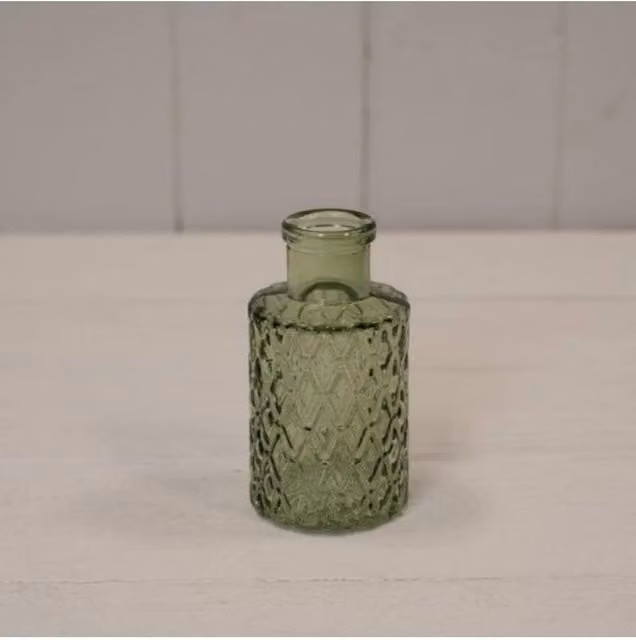 KDMD Vintage Green Geometric Glass Tabletop Bottle