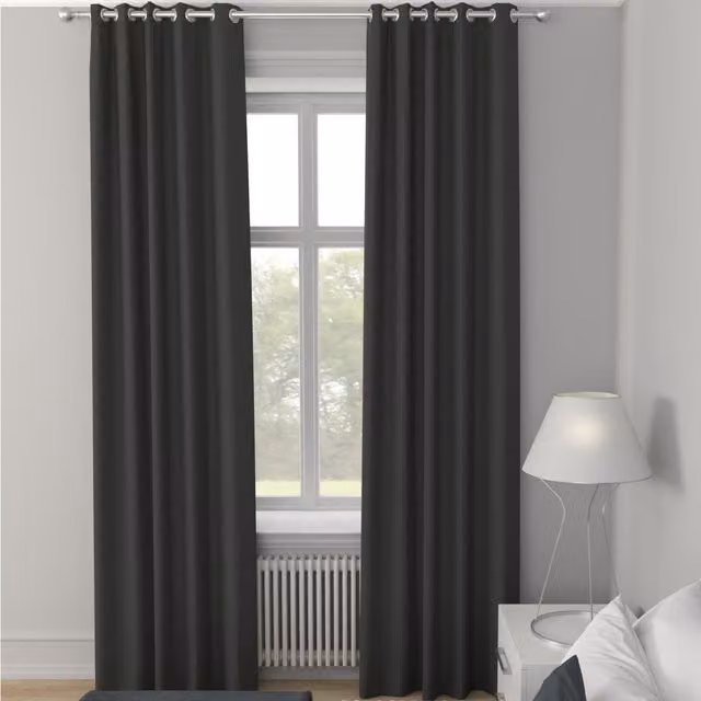 Terrys Clarence Opaque Velvet Made to Measure Eyelet Curtain Panel in Anthracite Grey