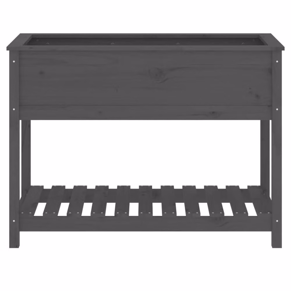 Berkfield Rustic Pine Planter with Shelf, Grey, W: 111.5 cm, D: 54 cm, H: 81 cm – 2