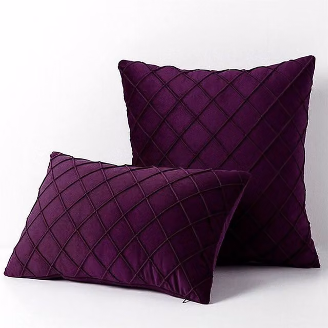 YnysTec Velvet Checked Cushion Cover in Purple, W/D/H: 40 x 40 x 40 cm – 1