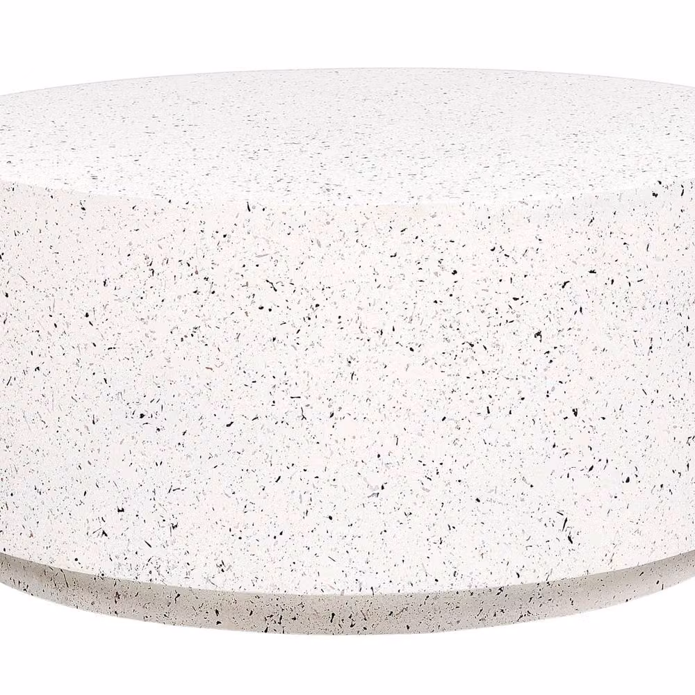 Wyld and Coco Round Terrazzo-Style Coffee Table in White, Diameter: 90 cm – 2