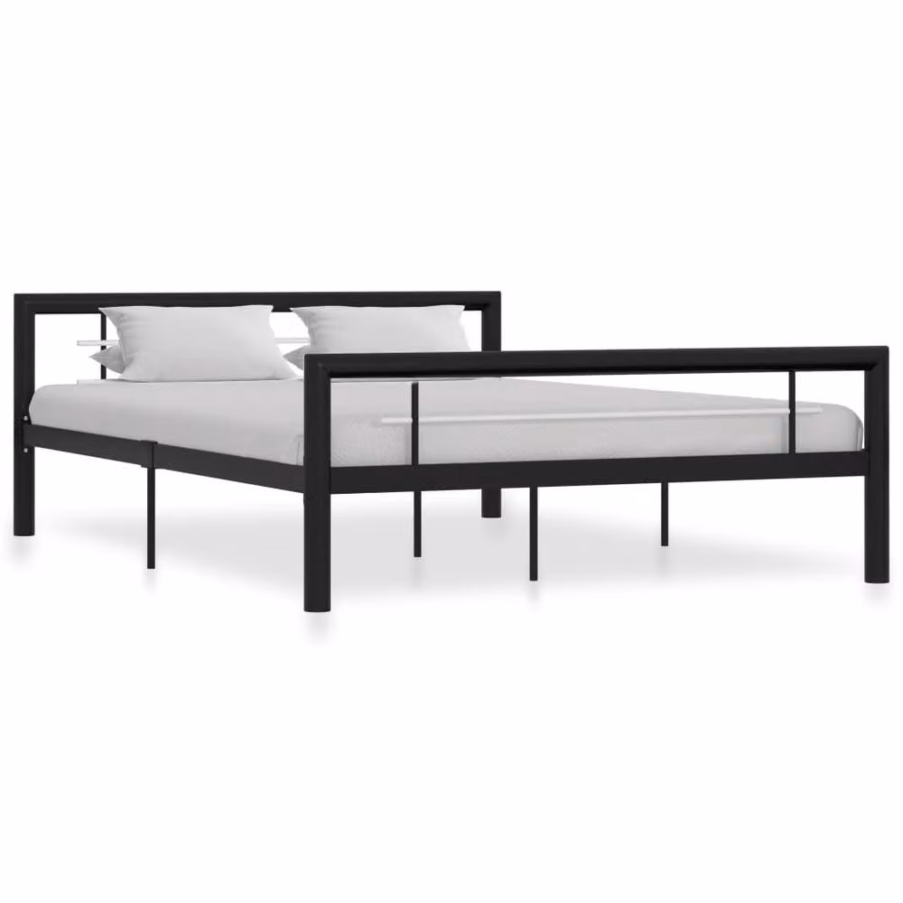 Berkfield Home Classic Metal Bed Frame in Black and White, W: 140 cm, L: 200 cm – 2
