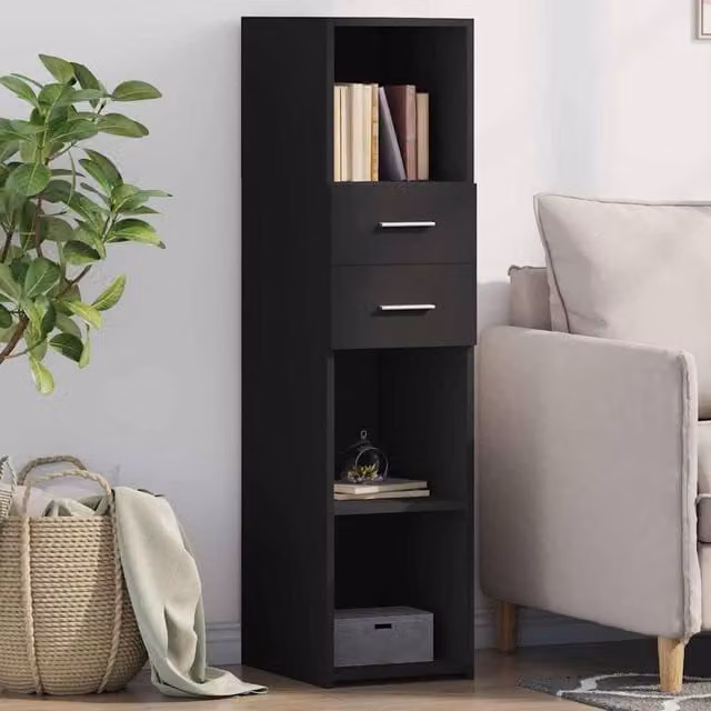 Berkfield Home Modern Black Matt Highboard W/D/H: 30 x 42.5 x 124 cm