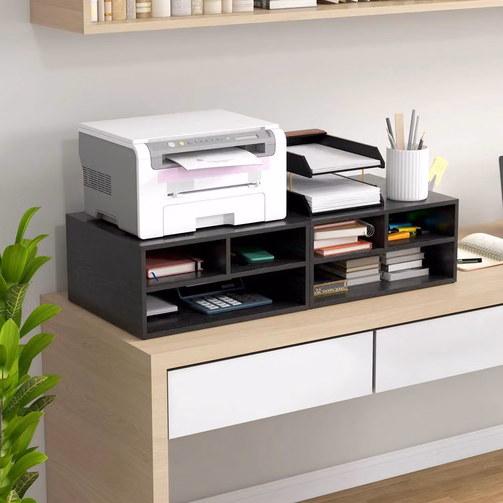 STILVORA Printer Storage Cabinet with 3 Compartments in Matt Black – 2