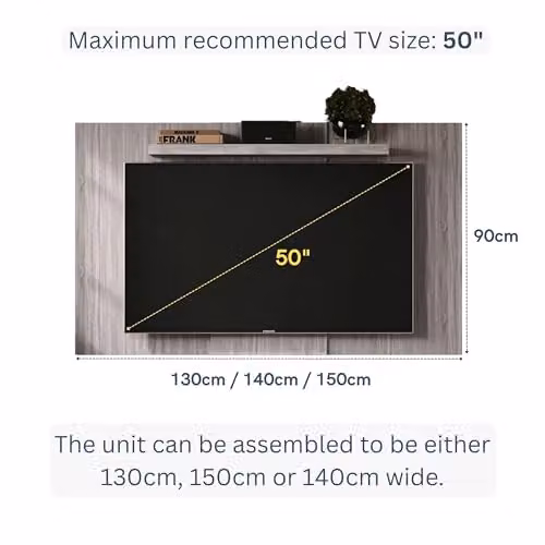 Core Products Lido TV Display Wall Panel in Grey with Adjustable Shelf – 3