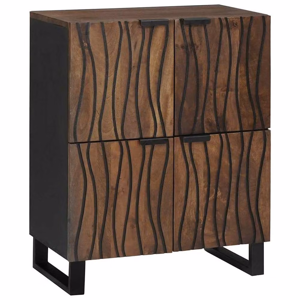 Berkfield Mango Wood Home Media Storage Cabinet in Brown, W/D/H: 60 x 33.5 x 75 cm – 2