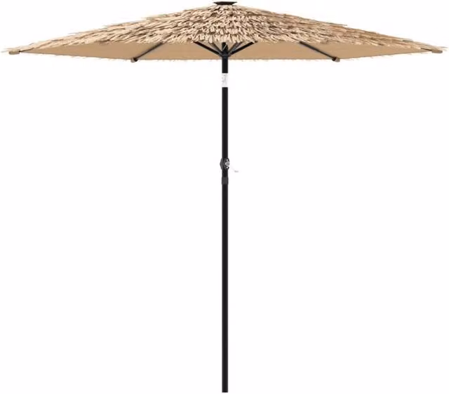 Berkfield Home Brown Garden Parasol with LEDs and Steel Pole, W: 268 cm, D: 268 cm, H: 226 cm – 1