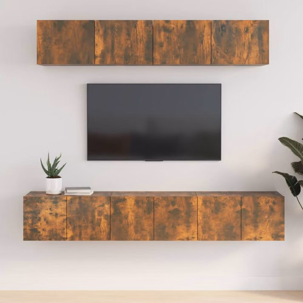 Berkfield Home 5 Piece Smoked Oak TV Cabinet Set in Brown – 2
