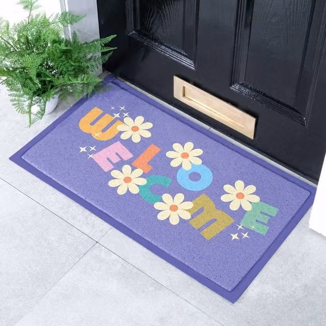 Artsy Mats Elizabeth Olwen Welcome Indoor/Outdoor Doormat in Purple, W/D/H: 70 x 40 cm – 1