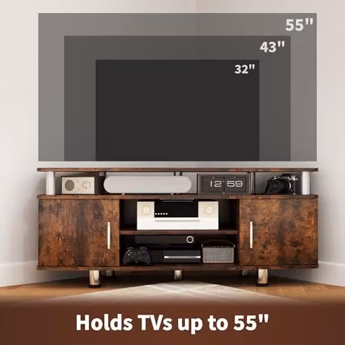 HOMCOM Rustic Brown TV Unit Cabinet with Storage Shelves for Living Rooms, W/D/H: 120 x 39.5 x 52 cm – 4