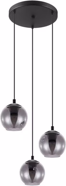 Loops Black Suspended Pendant Light with Transparent Glass Spheres and E27 Sockets – 1