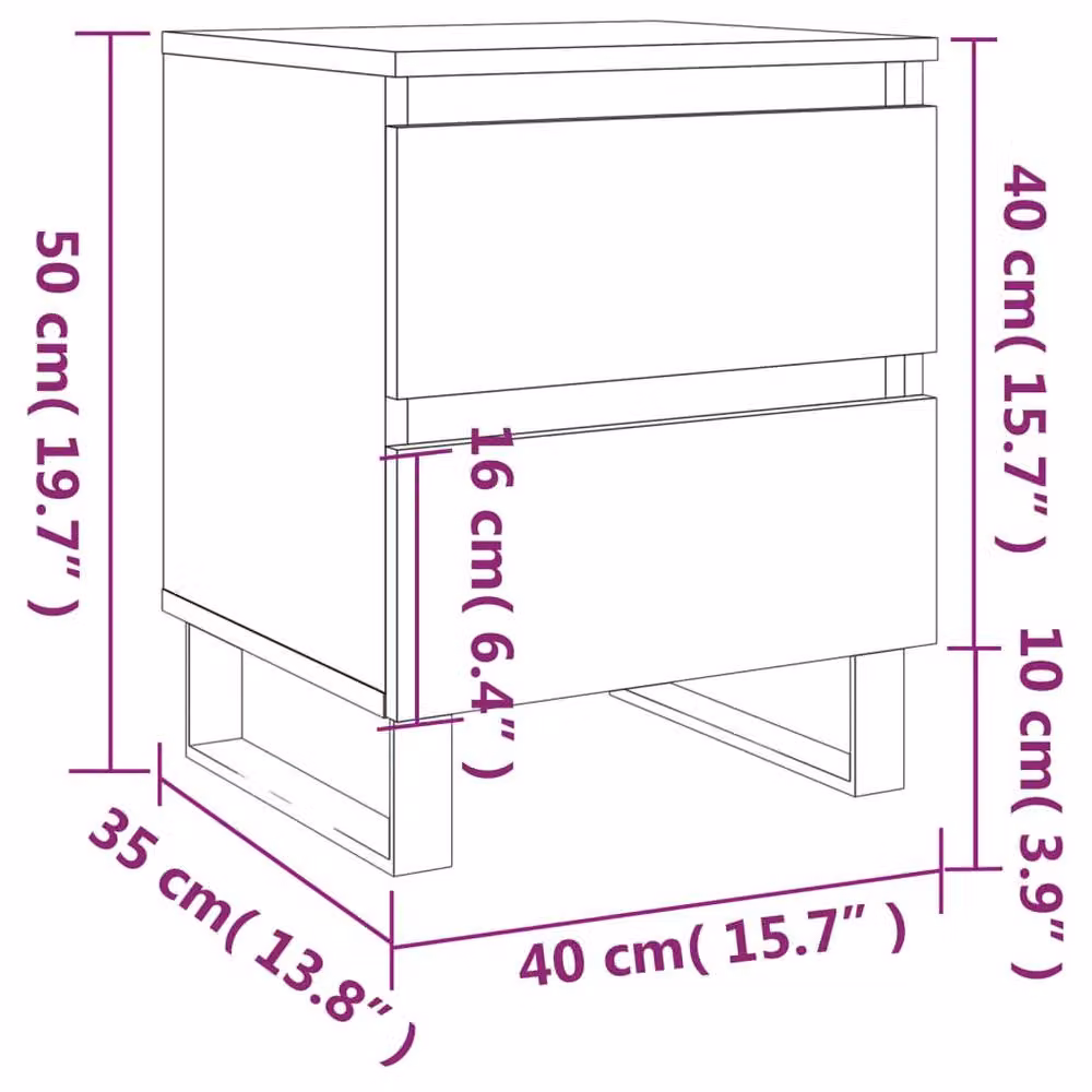 Berkfield Home Elegant Bedside Cabinet in Grey Sonoma, W: 40 cm, D: 35 cm, H: 50 cm – 5