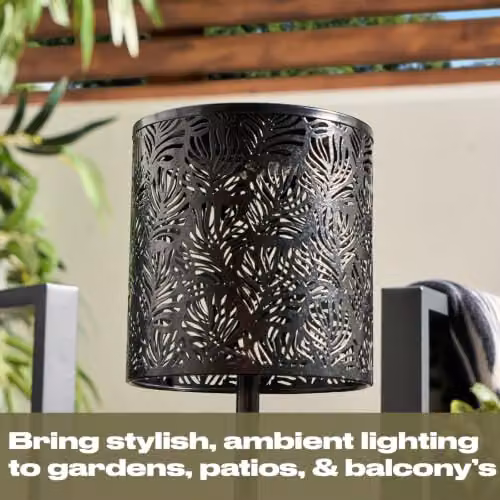 OHS Black Metal Solar Outdoor Table Lamp with Dusk Sensor for Garden, Balcony and Terrace – 3