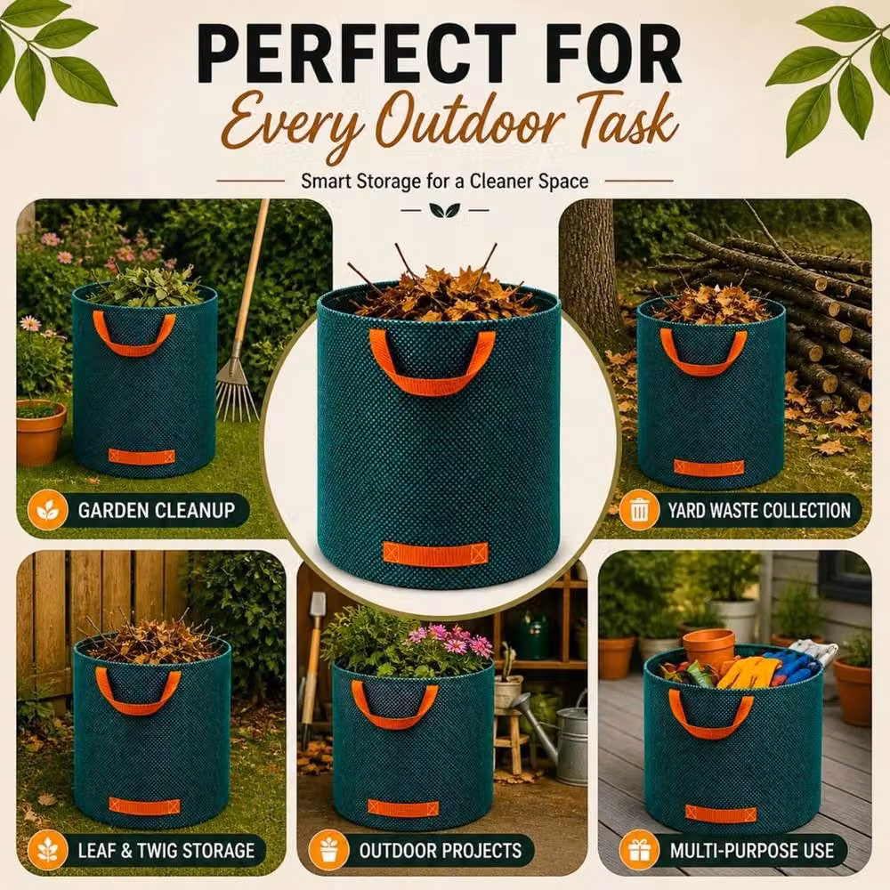 NESTLUNE 2 Pack Large Green Garden Waste Refuse Bags, 120l Capacity – 4