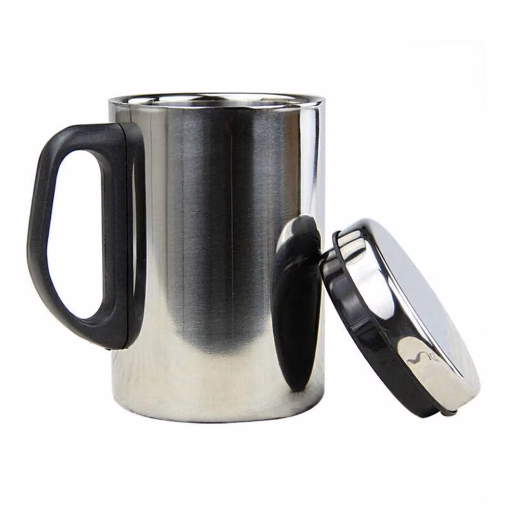 VOGREX Silver Stainless Steel Thermal Insulated Travel Mug with Lid, 500ml – 3