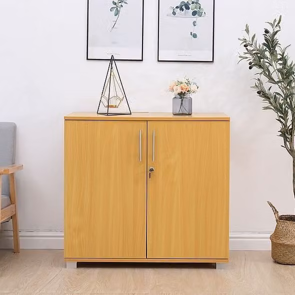Moderna Lockable Wooden Storage Cabinet in Brown Beech with 2 Hinged Doors and Adjustable Shelves, W/D/H: 80 x 45 x 75 cm – 9