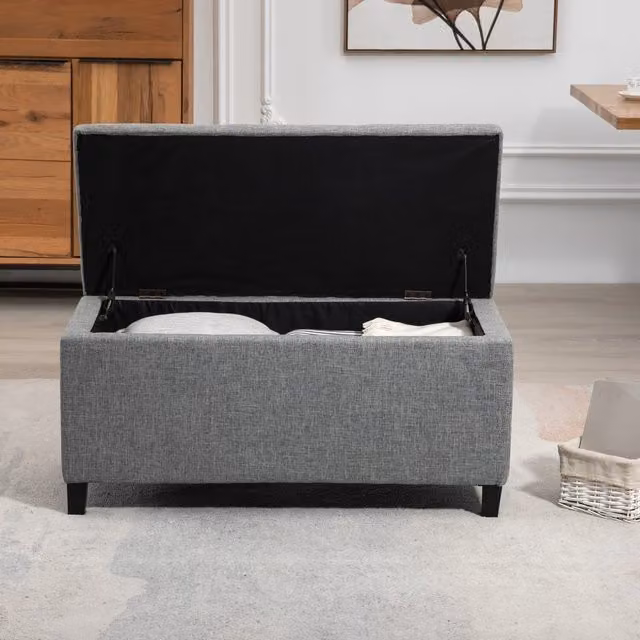 Artemis Home Henbury Fabric Storage Ottoman in Grey