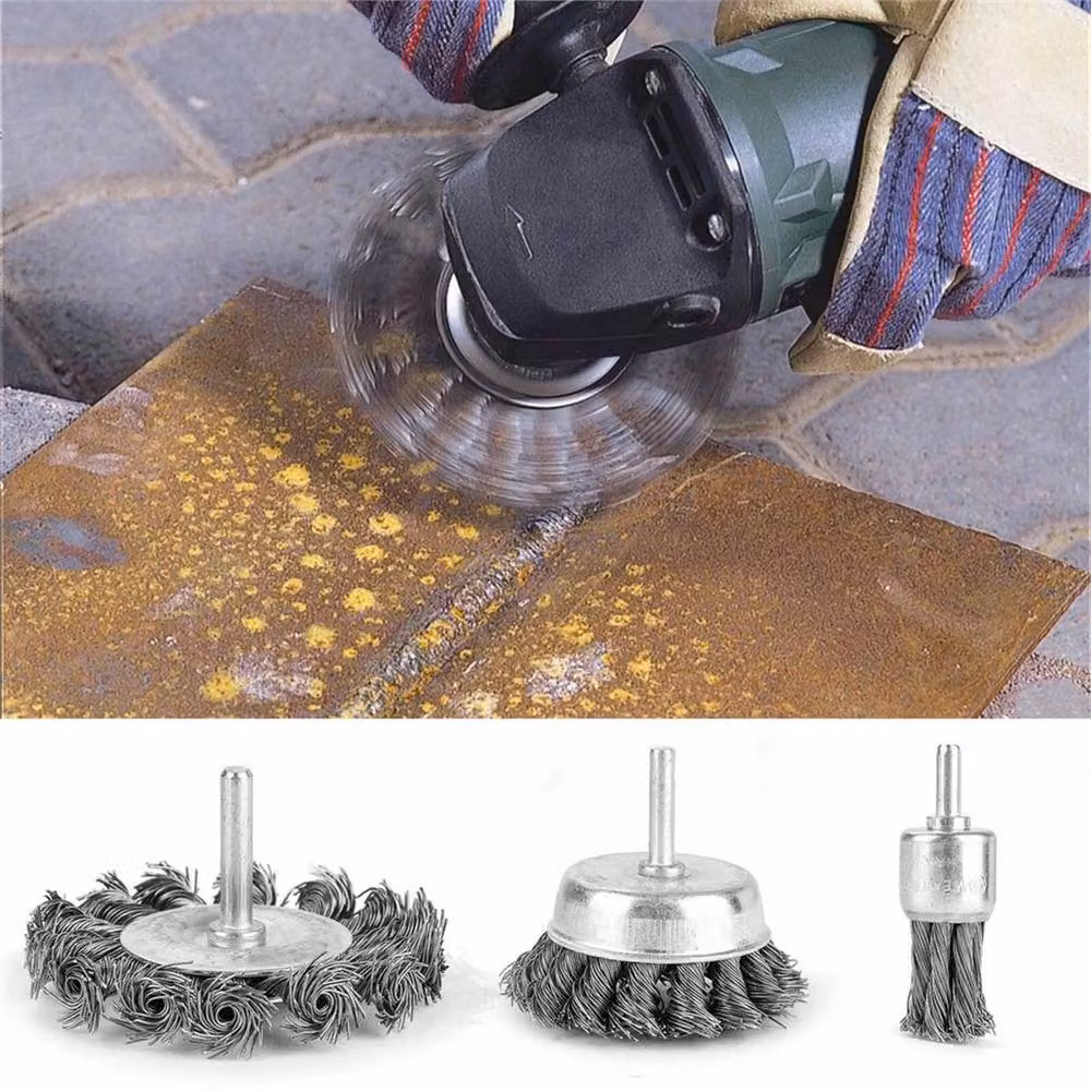 Kelvenix 3-Piece Stainless Steel Rotary Wire Brush Set for Angle Grinders in Silver – 2