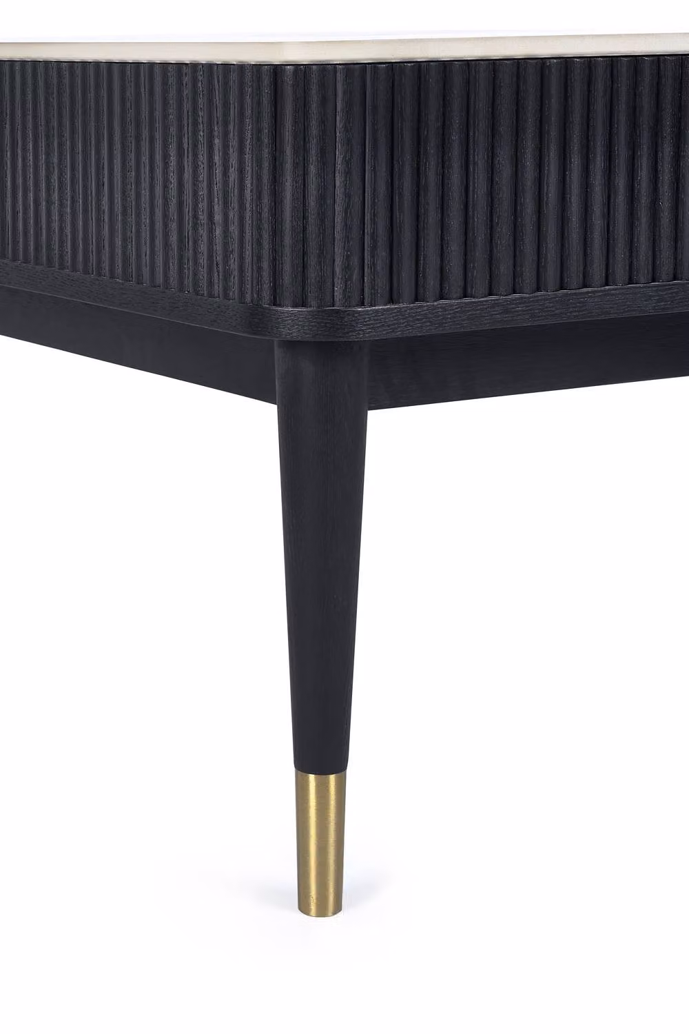 Julian Bowen Louis Fluted 2 Drawer Coffee Table with Marble Top and Ash Wood in Black, White and Gold, W: 110 cm, D: 65 cm, H: 47 cm – 7