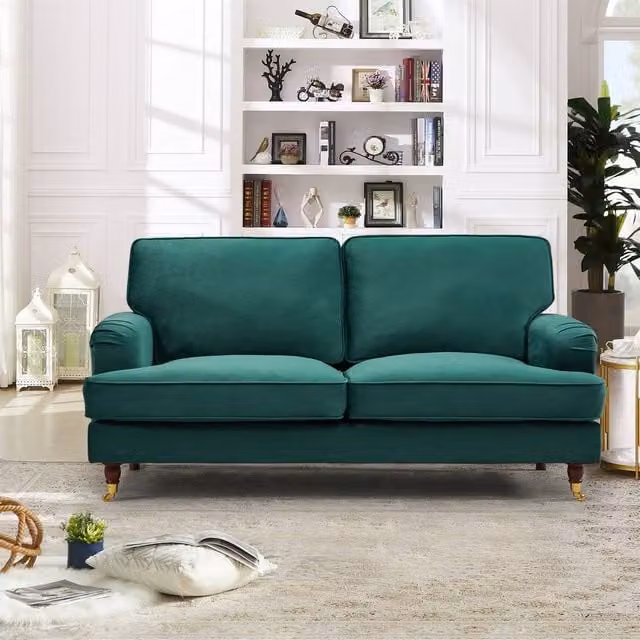Artemis Home Woodbury 2 Seat Velvet Fabric Sofa in Green, Width: 158 cm