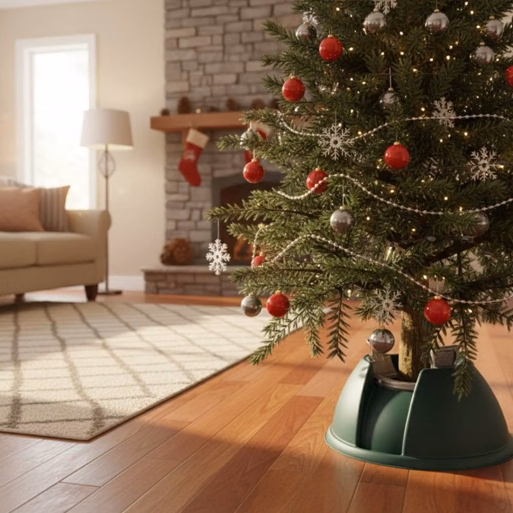 Pegdev Green Tabletop Christmas Tree Stand with 3 Metal Clasps and 1 Litre Water Tank – 3