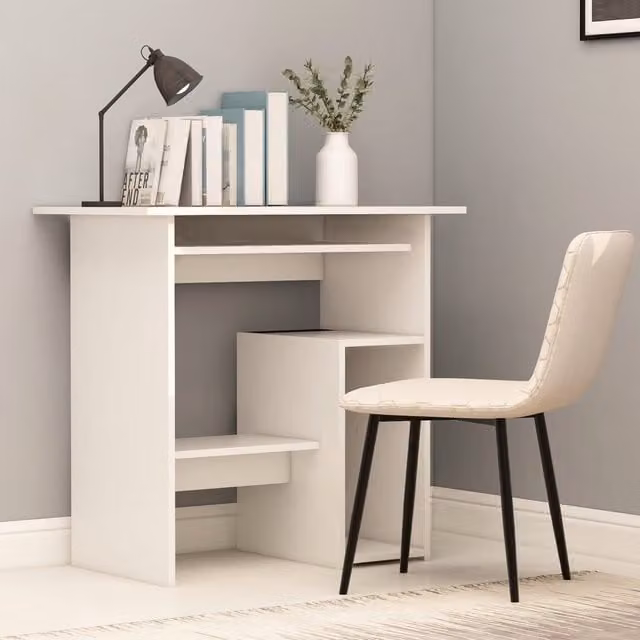 Berkfield Modern White Computer Desk in Engineered Wood W/D/H: 80 x 45 x 74 cm – 1