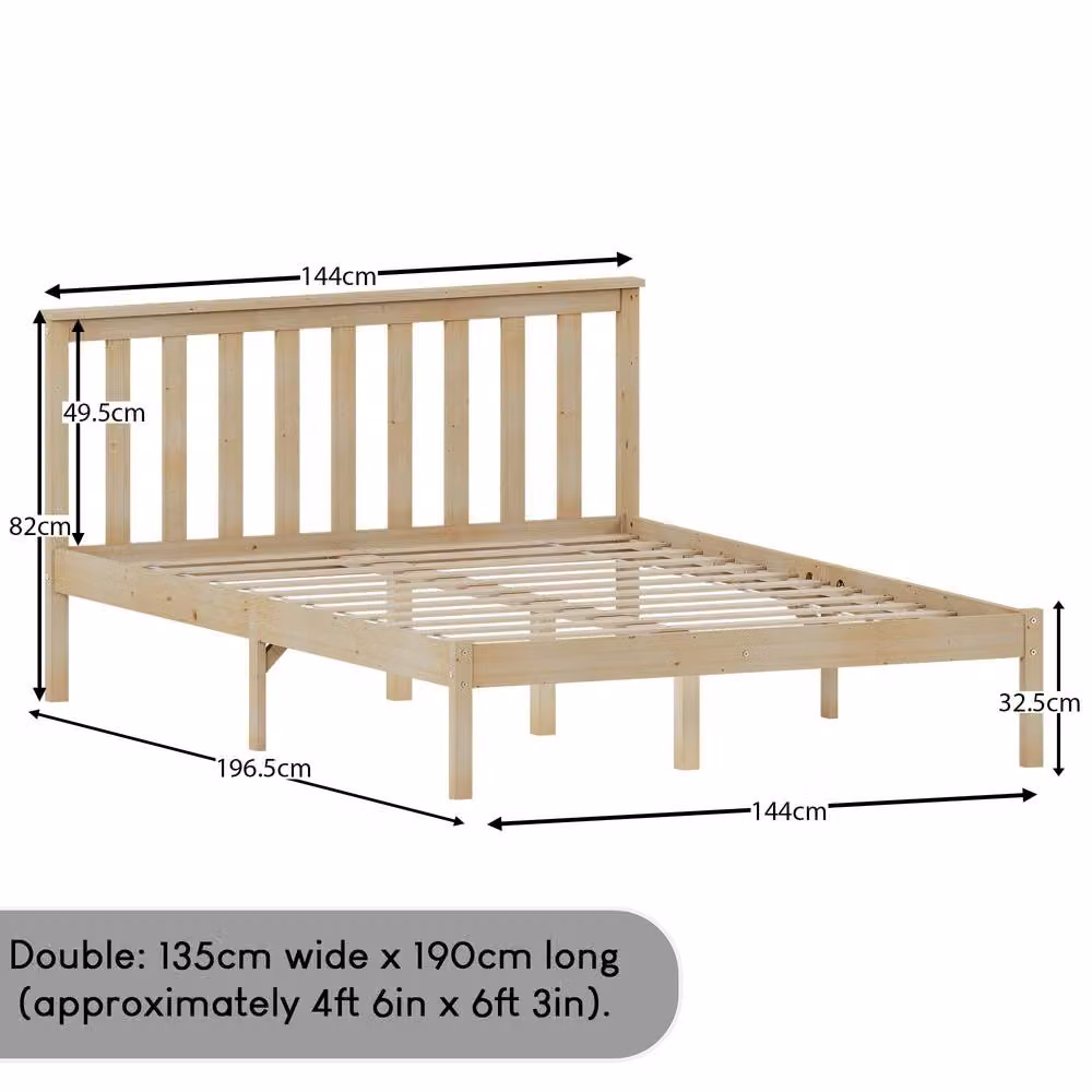 HD Designs Milan Solid Pine Wooden Bed in Brown, W/D/H: 140 x 200 cm – 2