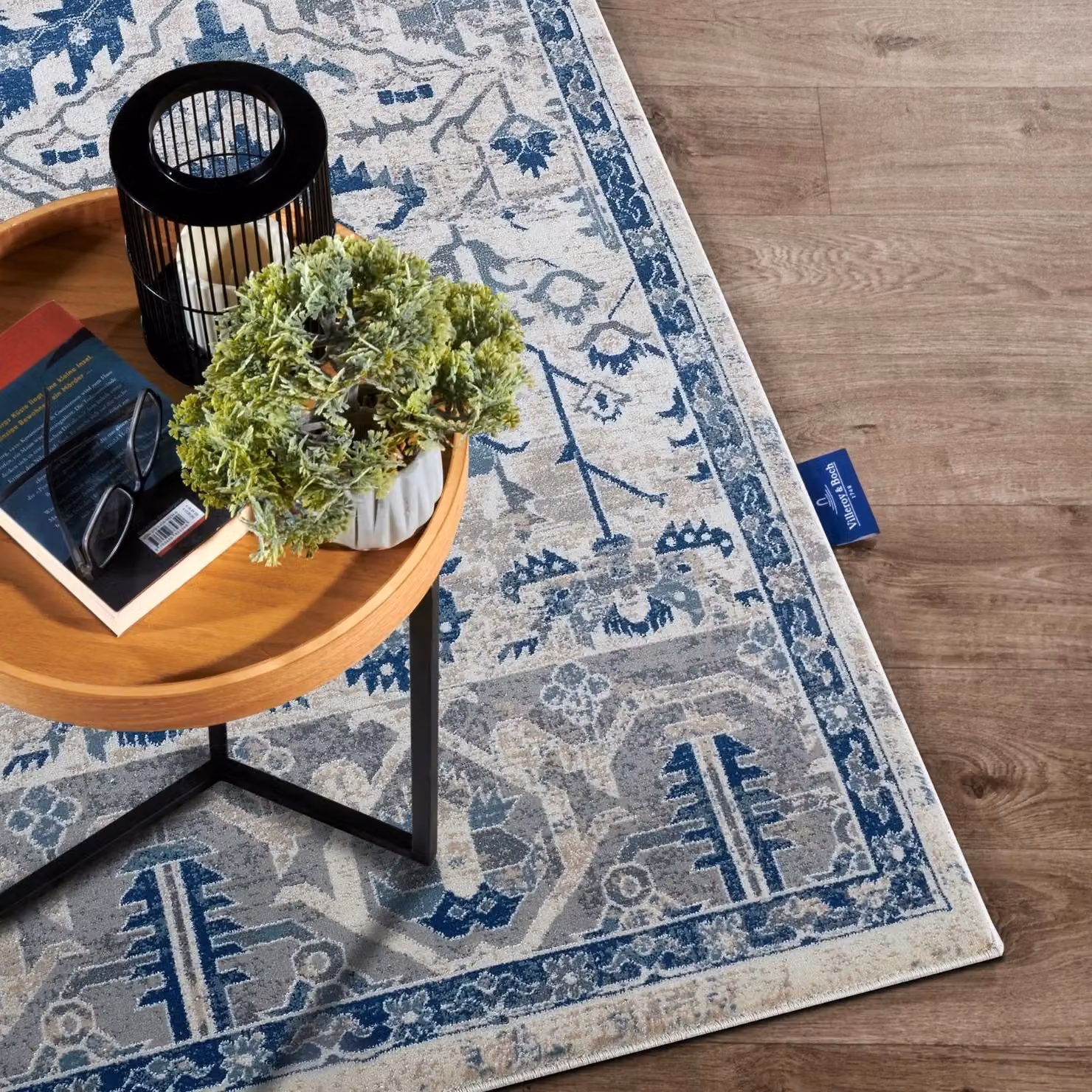 Villeroy & Boch 1869 Persian Vintage Rug in Cream, Beige, Grey and Blue, W: 80 cm, L: 240 cm – 3