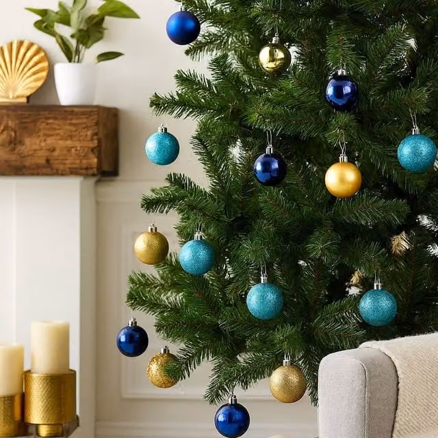 Voltico 22-Piece Shatterproof Christmas Bauble Set in Blue and Gold
