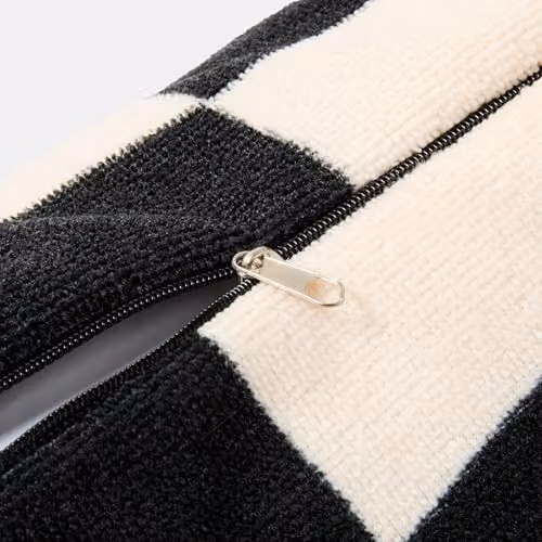 OHS Monochrome Checkerboard Inflatable Bolster Cushion with Microfibre Cover for Neck and Back Support in Black and White – 5