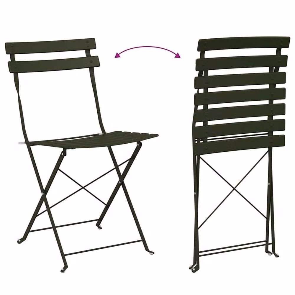 Berkfield Home Green Metal Foldable Outdoor Patio Chair with Textilene Seat – 6