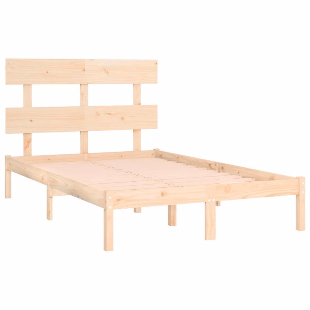Berkfield Home Rustic Solid Pine Bed Frame, Brown, W: 140 cm, L: 200 cm