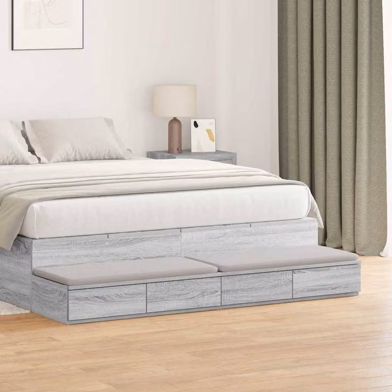 Berkfield Home Modern Bed Drawers in Grey Sonoma, W: 150 cm, D: 36.5 cm, H: 16.5 cm