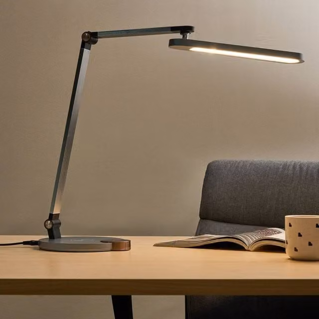 Wyld and Coco Grey Desk Lamp with Wireless Charging and Stepless Dimmer