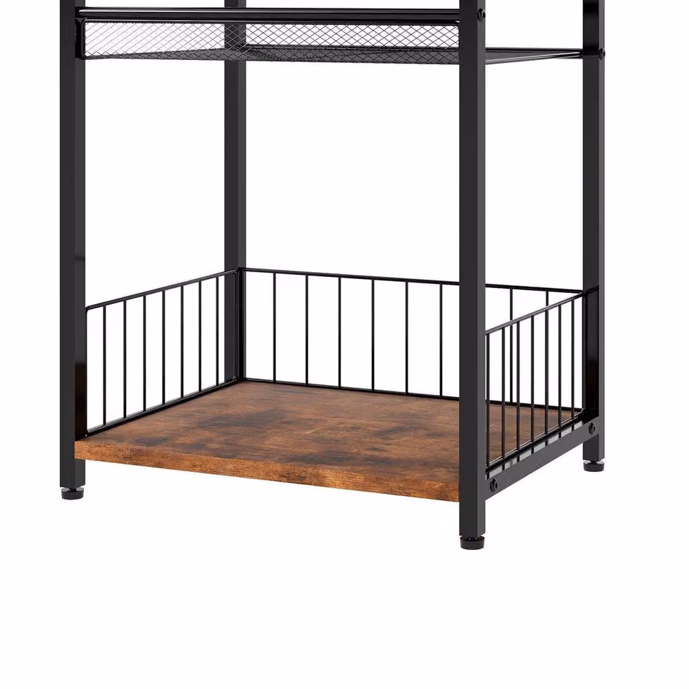Levede 3-Tier Industrial Side Table in Brown Wood and Metal – 6