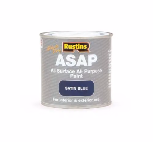 Rustins ASAP Quick Dry All Surface Water-Based Satin Paint, Blue, 500ml – 1