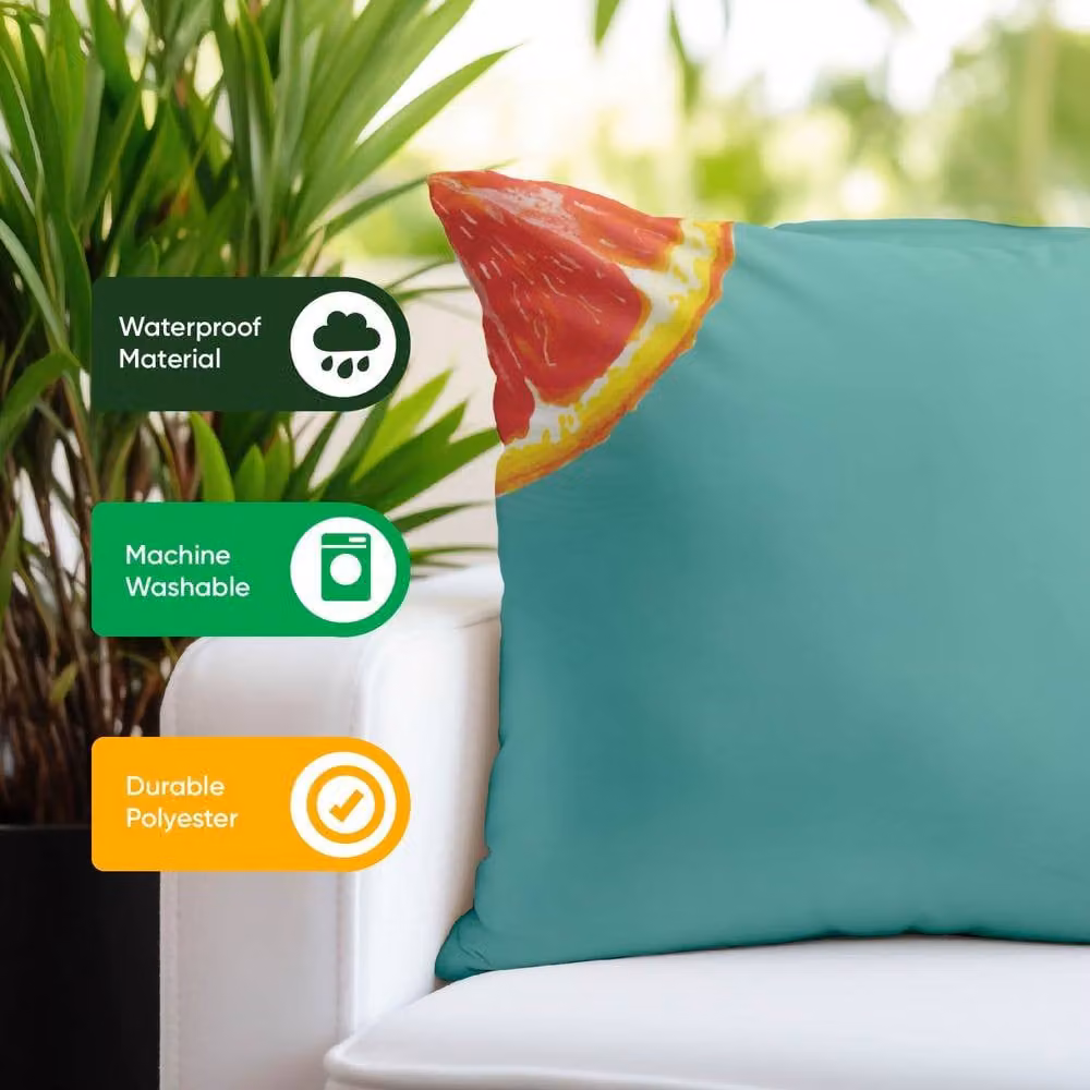 Gardenwize Pack of 2 Square Outdoor Scatter Cushions with Grapefruit Print in Green and Pink – 4