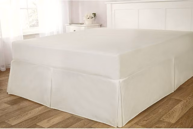 Rapport Home Polycotton Fitted Valanced in Cream and White, King Size