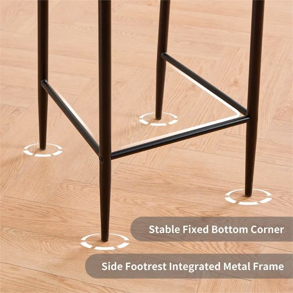 PAWNORA Set of 4 Brown Modern Faux Suede Bar Stools with Metal Frame – 4