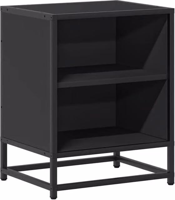Berkfield Home Black Bedside Cabinet in Engineered Wood and Metal, W/D/H: 40 x 31 x 50 cm
