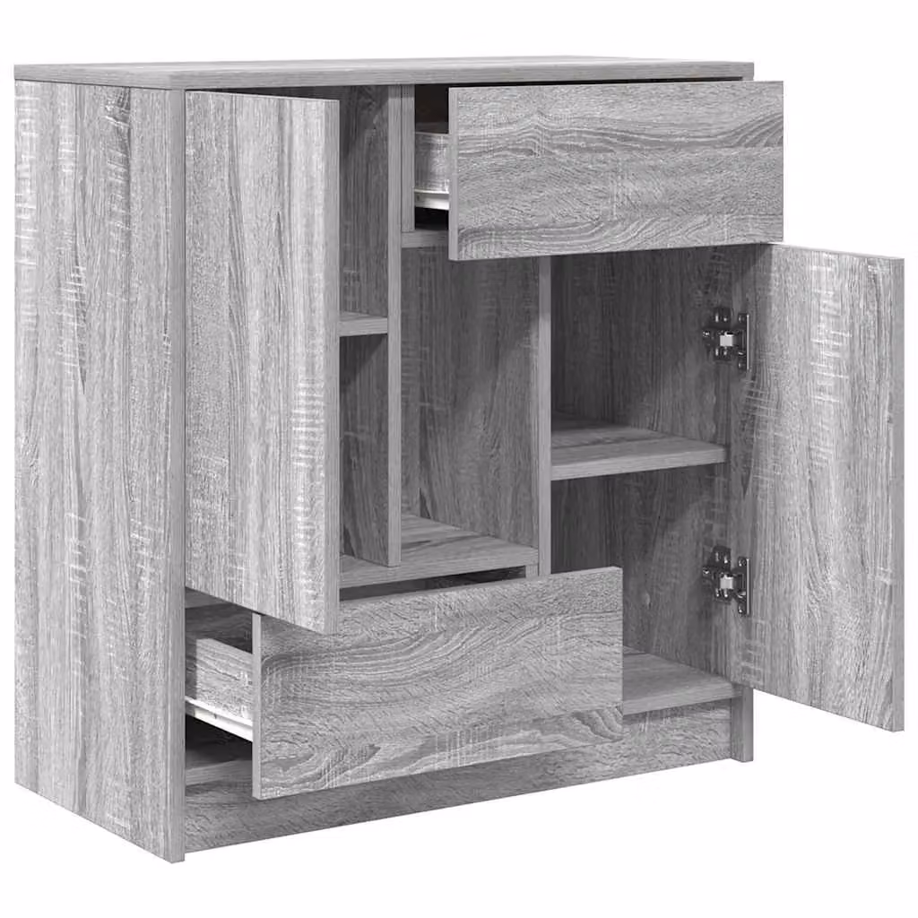 Berkfield Home Modern Sideboard with Drawers and Doors in Grey, W: 70.5 cm, D: 34 cm, H: 74.5 cm – 2