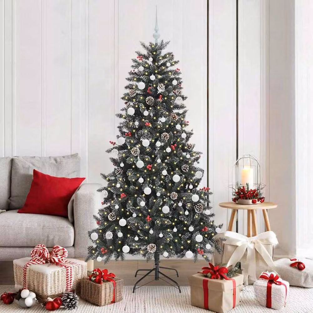 Berkfield Home Green Artificial Christmas Tree with 300 LEDs, W/D/H: 99 x 99 x 180 cm – 2